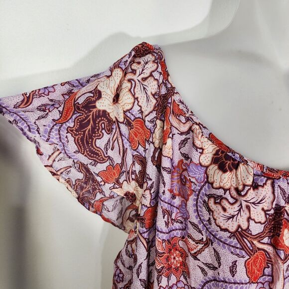 Knox Rose Dress Size XXL Purple Haze Multicolor Midi Short Flutter Sleeve Floral - Picture 7 of 13